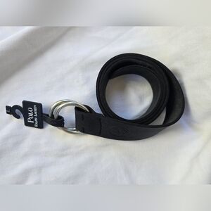 NWT Polo Ralph Lauren Black Leather Belt Silver Loop Mens L